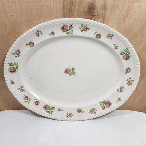 Johnson Bros WindsorWare English Rose Oval Platter 14" vintage pink floral dish